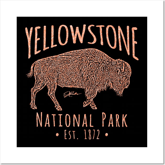 Yellowstone National Park Walking Bison Wall Art by jcombs